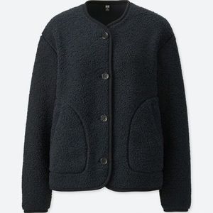 Uniqlo collarless teddy sherpa jacket